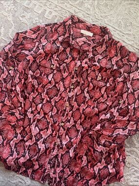 Michael Kors Pink & Black Snake Print Blouse